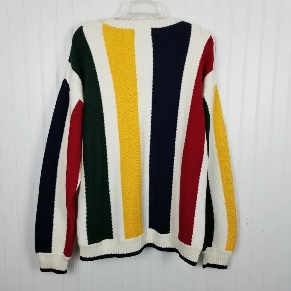 Ralph Lauren X Chaps Sweater Crest Crew Horizontal Stripe Multi Color Cotton NWT